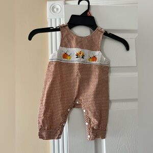 Brown Checkered Kids Overalls (Thanksgiving)